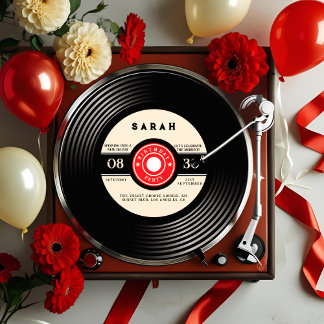 Retro Vinyl Record Birthday Invitation