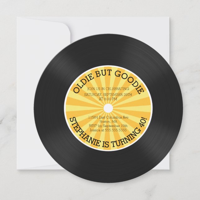 Retro Vinyl Record Birthday Party Invitation (Front)