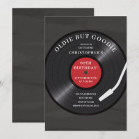 Retro Vinyl Record Birthday Party Invitation