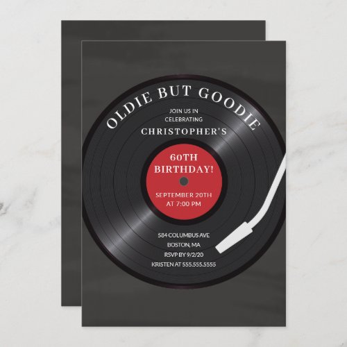 Retro Vinyl Record Birthday Party Invitation