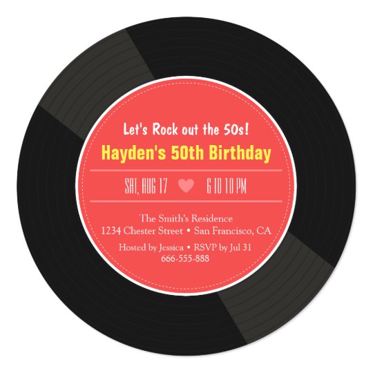 Retro Vinyl Record Birthday Party Invitations Zazzle Com