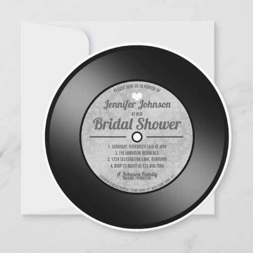 Retro Vinyl Record Bridal Shower Invitation