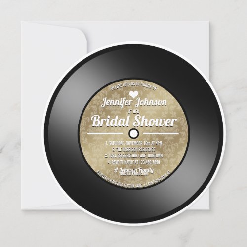 Retro Vinyl Record Bridal Shower Invitation