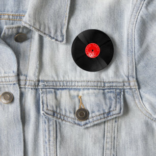 Retro Vinyl Record Button – Cool Realistic Design