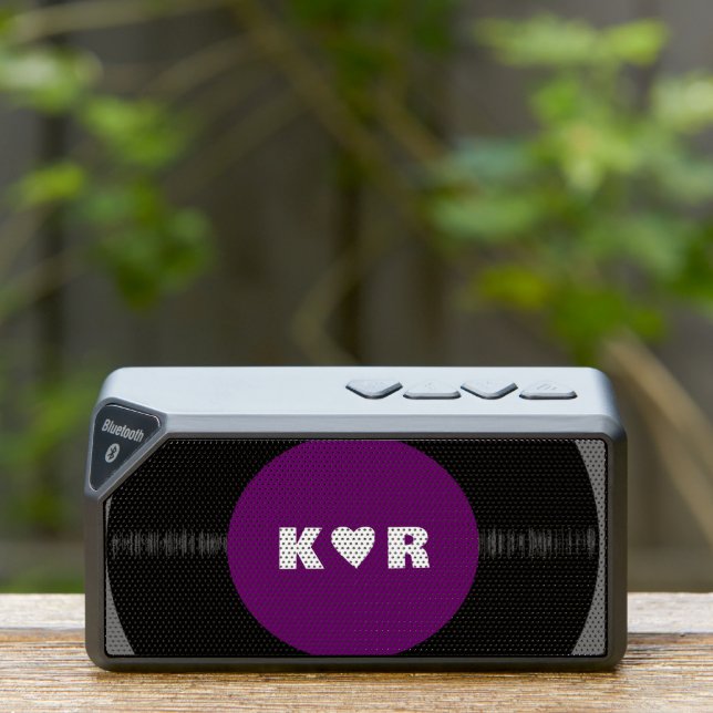 Retro Vinyl Record Couple's Initials Personalized  Bluetooth Speaker (Insitu(Outdoor))