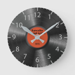Retro Vinyl Record Favorite Band Musician Music Round Clock