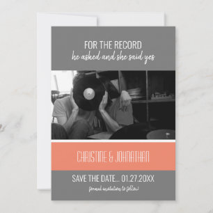 Retro Vinyl Record Flat Save The Date Card