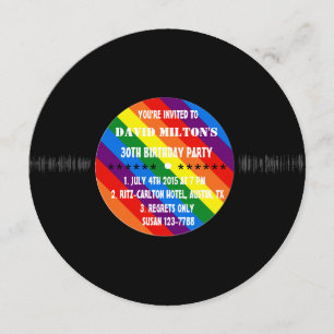 Retro Vinyl Record Gay Pride Custom Party Invites