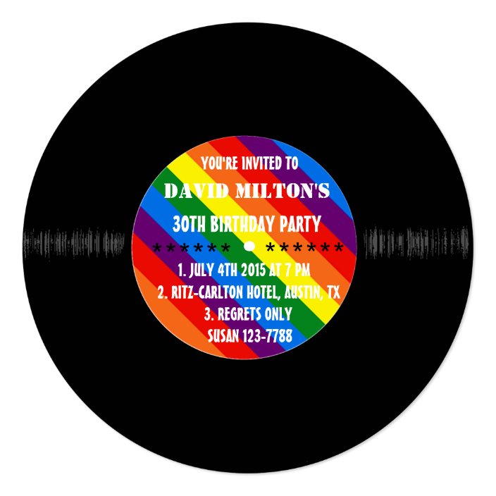 Retro Vinyl Record Gay Pride Custom Party Invites Zazzle Com