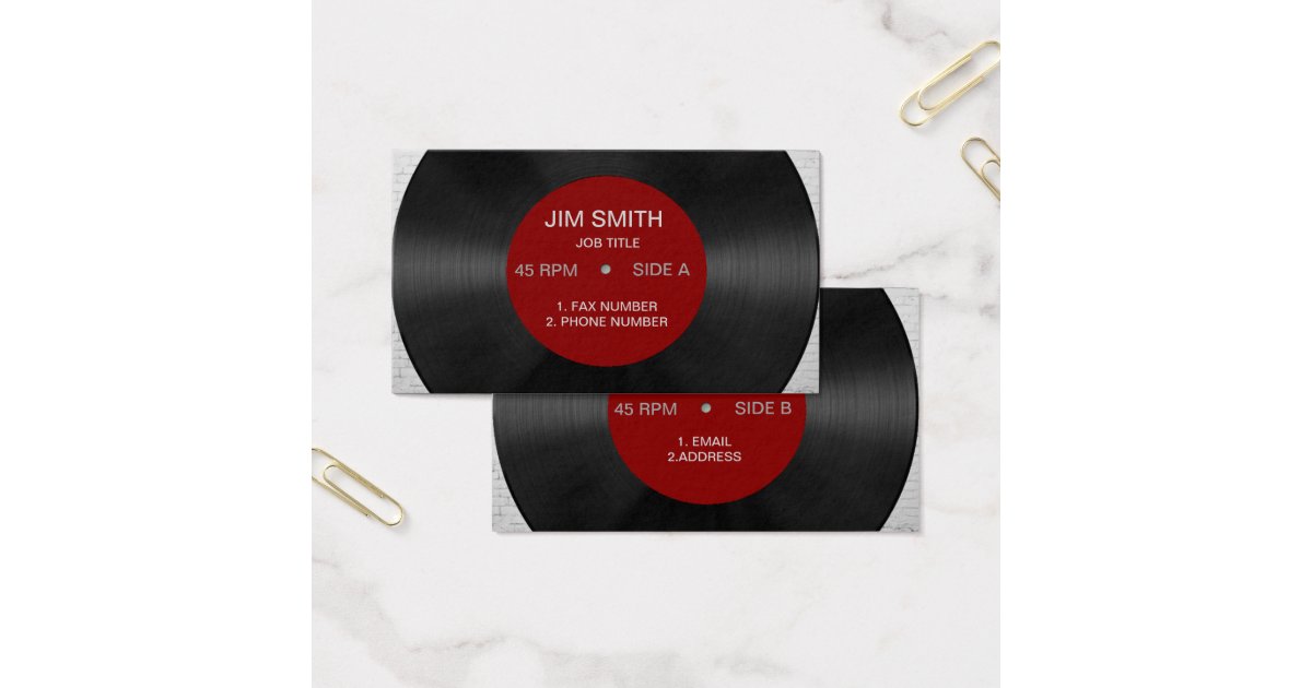 Retro Vinyl Record Generic Business Card Template Zazzle
