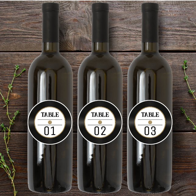 Retro Vinyl Record Gold Glitter Table Number 4x4 Sticker (Retro Vinyl Record Gold Glitter Table Number 4x4 Sticker
)