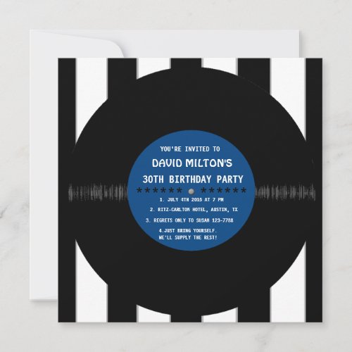 Retro Vinyl Record l Modern Birthday Party Invites