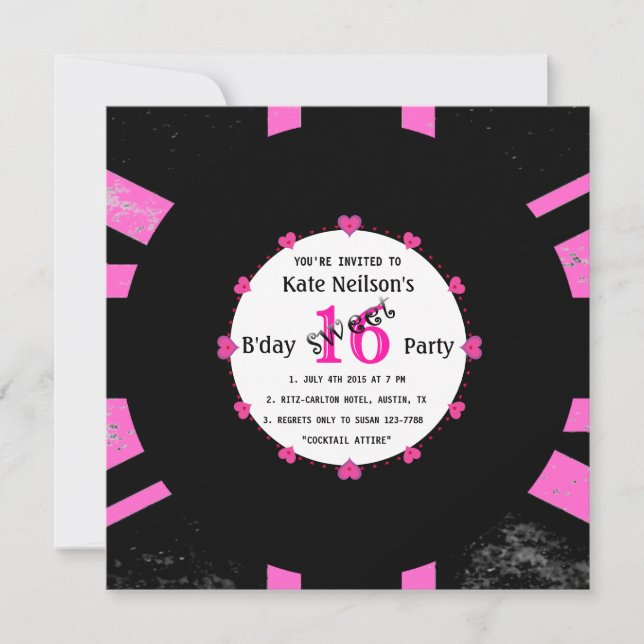 Retro Vinyl Record l Modern Sweet 16 B'day Invitation (Front)