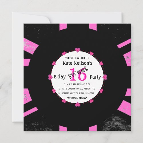 Retro Vinyl Record l Modern Sweet 16 Bday Invitation