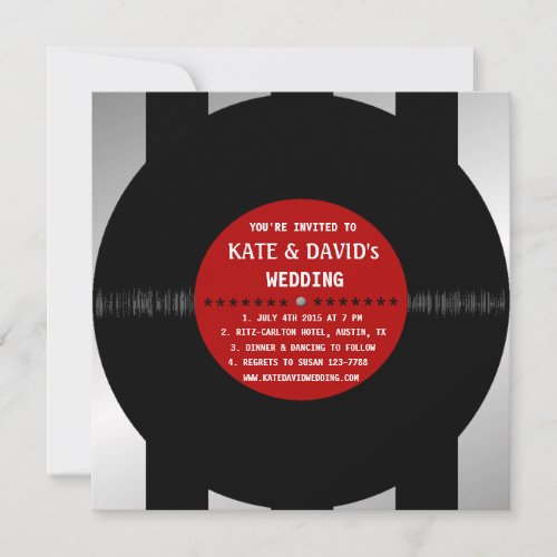 Retro Vinyl Record l Modern Wedding Invitation