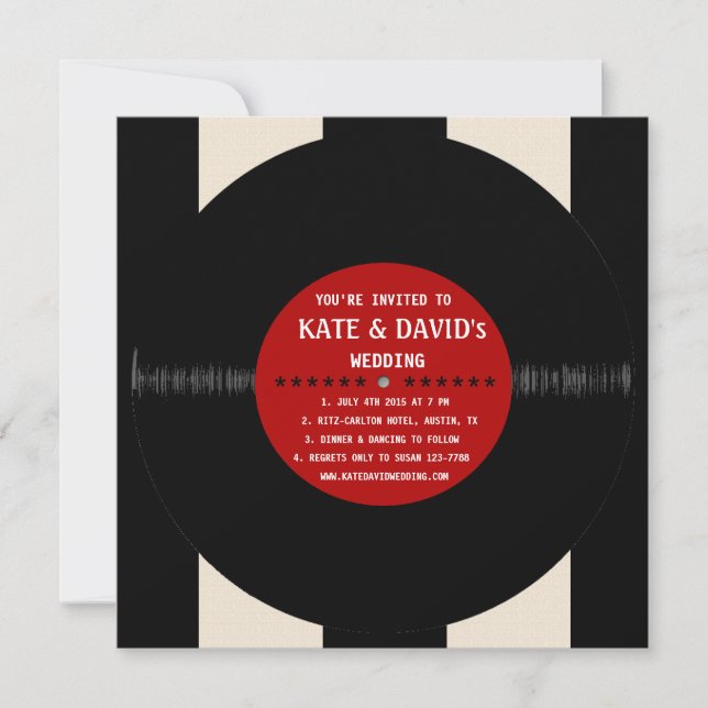 Retro Vinyl Record l Modern Wedding Invitation (Front)