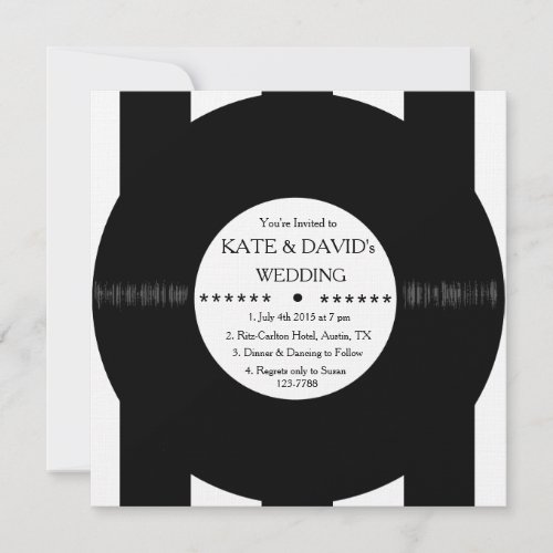 Retro Vinyl Record Modern Chic Wedding Invites