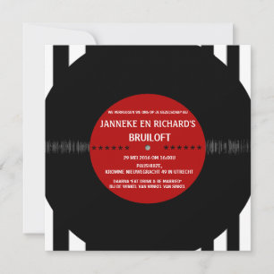 Retro Vinyl Record   Modern Wedding Invitation