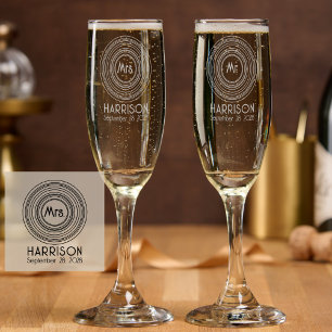 Retro Vinyl Record Mr and Mrs Toasting Glasses