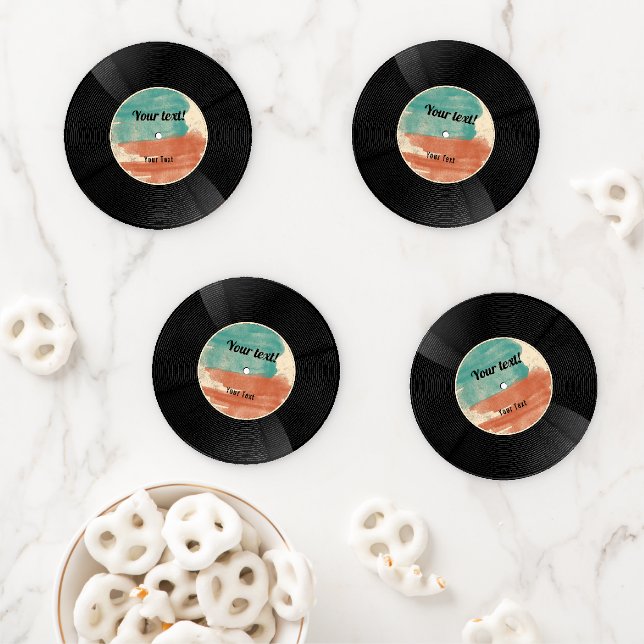 Retro Vinyl Record Music Album Coaster Set (In Situ)