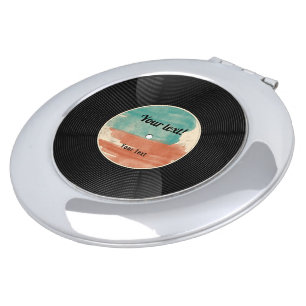 Retro Vinyl Record Music Album Compact Mirror