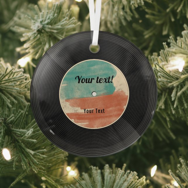 Retro Vinyl Record Music Album   Glass Ornament (Insitu)