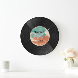 Retro Vinyl Record Music Album  Large Clock