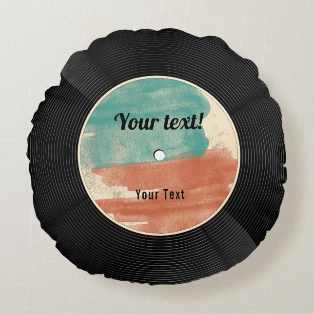 Retro Vinyl Record Music Album Round Pillow (Front)