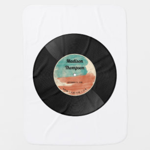 Retro Vinyl Record Music Baby Birth Record Stats  Blanket