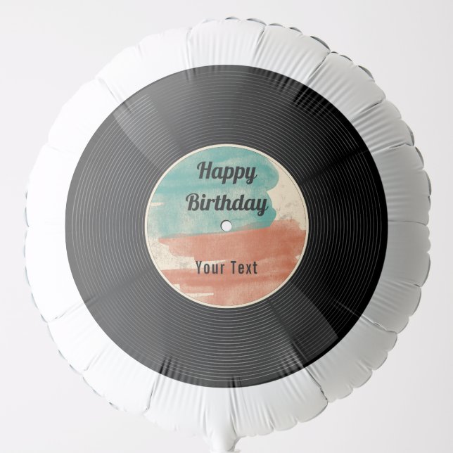 Retro Vinyl Record Music Birthday Party   Balloon (Front)