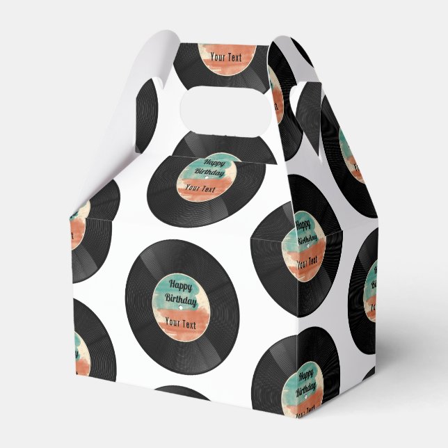 Retro Vinyl Record Music Birthday Party   Favor Boxes (Front Side)