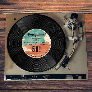 Retro Vinyl Record Music Birthday Party Invitation