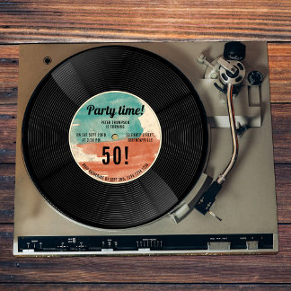 Retro Vinyl Record Music Birthday Party Invitation