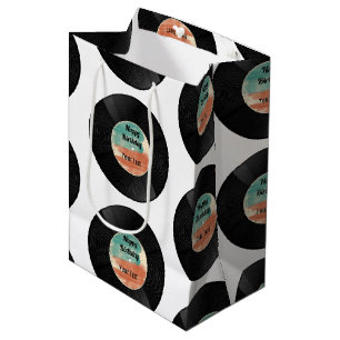Retro Vinyl Record Music Birthday Party Medium Gift Bag