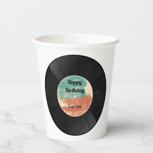 Retro Vinyl Record Music Birthday Party Paper Cups