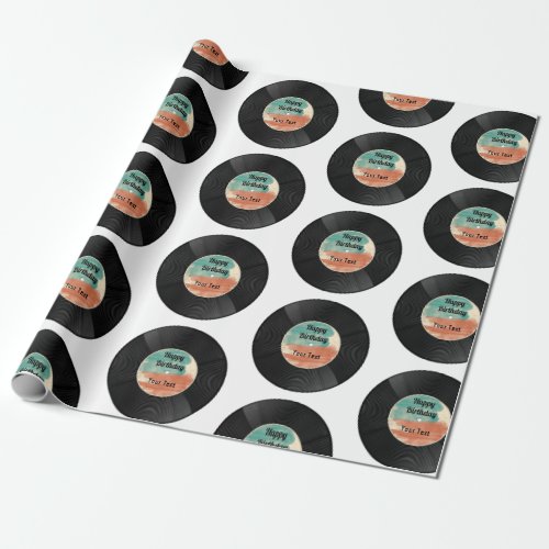 Retro Vinyl Record Music Birthday Party   Wrapping Paper