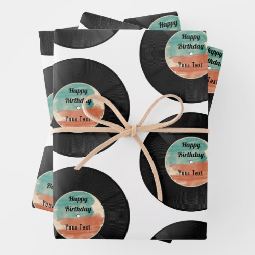Retro Vinyl Record Music Birthday Party  Wrapping Paper Sheets