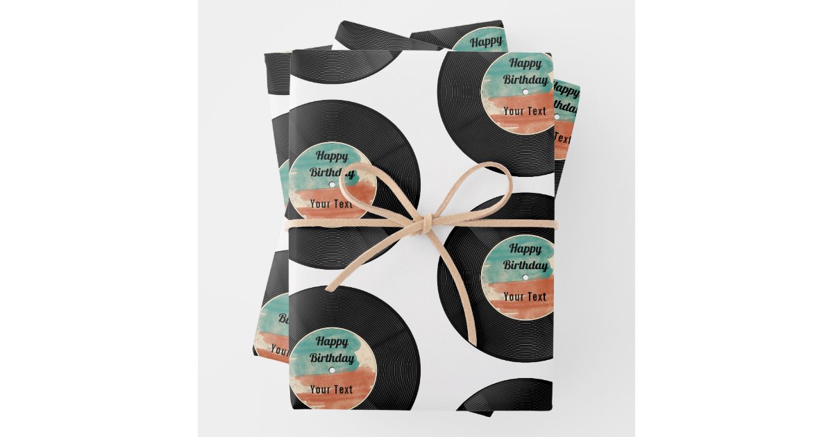 Retro Vinyl Record Music Birthday Party Wrapping Paper Sheets | Zazzle