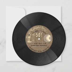 Retro Vinyl Record Music Karaoke Disco Birthday Invitation