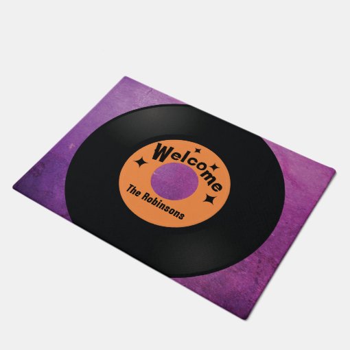 Retro vinyl record music lovers doormat Zazzle