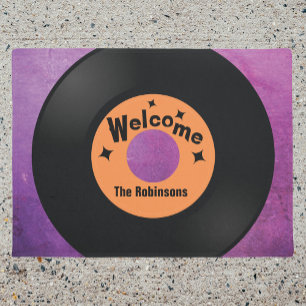 Retro vinyl record music lovers doormat