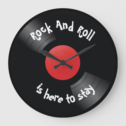 Retro Vinyl Record Music Rock And Roll Large Clock