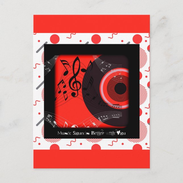 Retro Vinyl Record Music Sounds Better With You Postcard (Front)