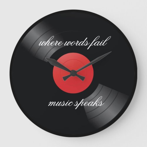 Retro Vinyl Record Music Theme Large Clock