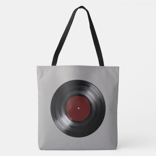 retro vinyl record music tote bag (Front)
