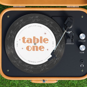 Retro Vinyl Record Music Wedding Table Number