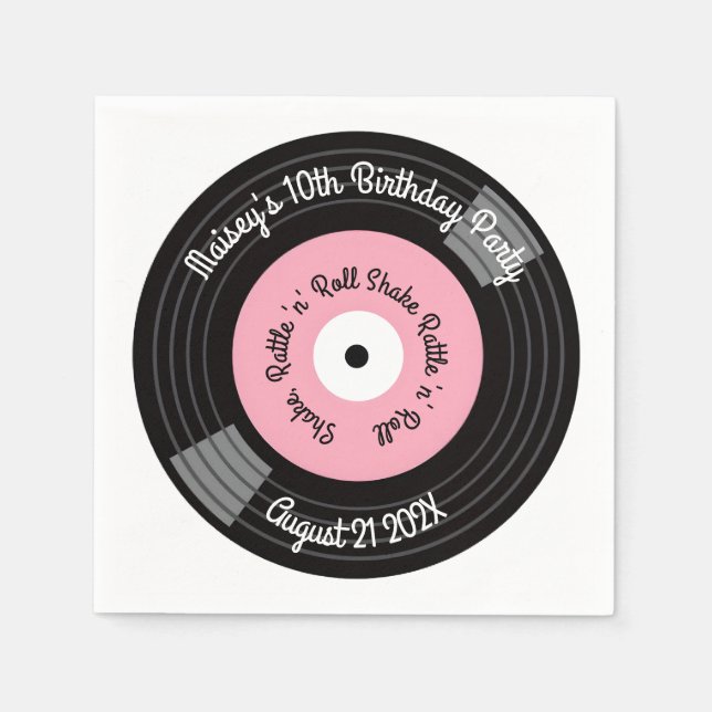 Retro Vinyl Record Party Napkins (Front)