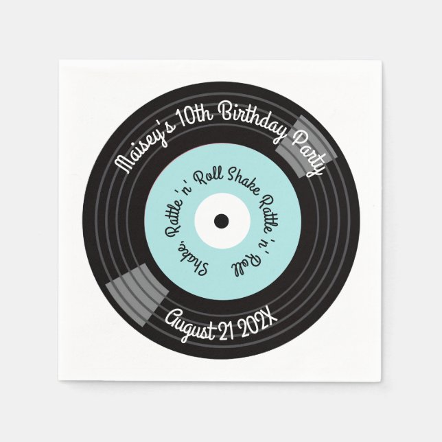 Retro Vinyl Record Party Napkins (Front)