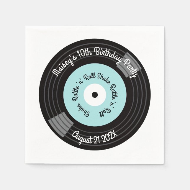 Retro Vinyl Record Party Napkins (Front)