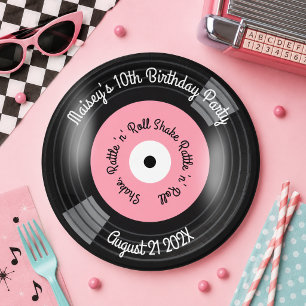 Retro Vinyl Record Party Paper Plates